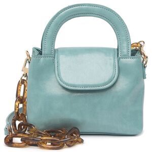 House of Want Blue Vegan Leather Snack Top Handle Crossbody Bag NWT